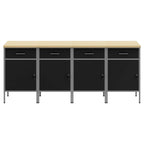 vidaXL Werkbank mit Schubladen 4 pcs Schwarz und Grau 200 x 55 x 85 cm