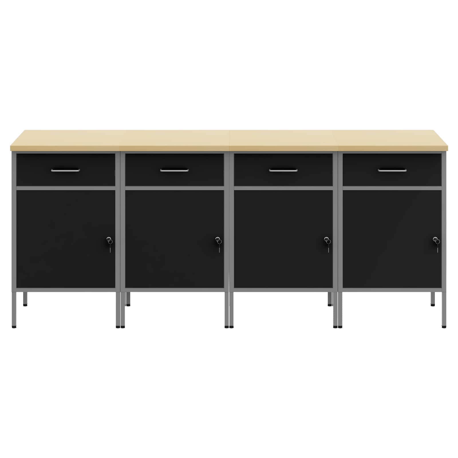 vidaXL Werkbank mit Schubladen 4 pcs Schwarz und Grau 200 x 55 x 85 cm