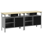 vidaXL Werkbank-Set mit Regal 2 pcs Schwarz und Grau 200 x 55 x 85 cm