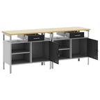 vidaXL Werkbank-Set mit Regal 2 pcs Schwarz und Grau 200 x 55 x 85 cm