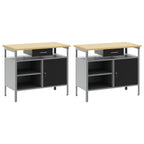vidaXL Werkbank-Set mit Regal 2 pcs Schwarz und Grau 200 x 55 x 85 cm