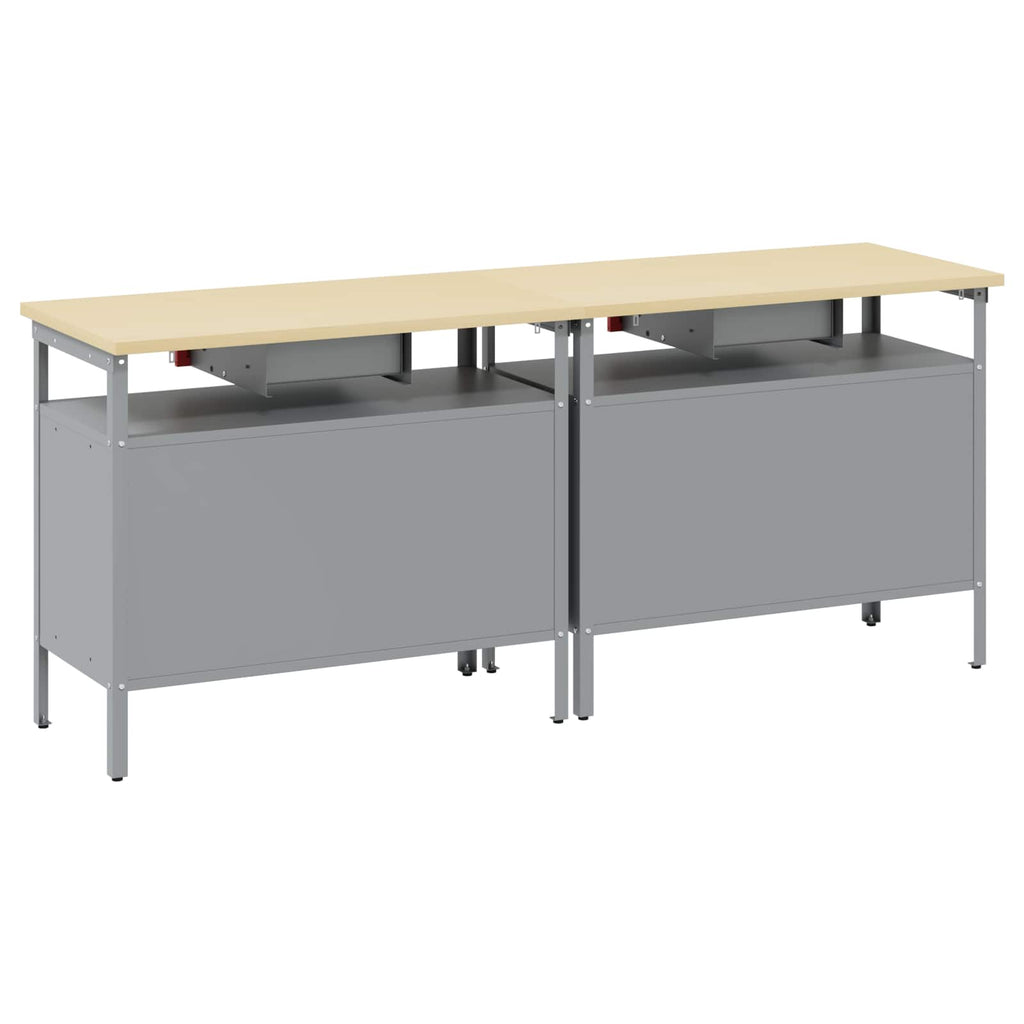 vidaXL Werkbank-Set mit Schubladen 2 pcs Rot und Grau 200 x 55 x 85 cm