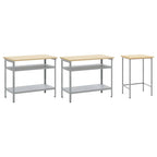 vidaXL Werkbank-Set 3 pcs Beige und Grau Pulverbeschichteter Stahl