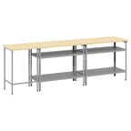 vidaXL Werkbank-Set 3 pcs Beige und Grau Pulverbeschichteter Stahl