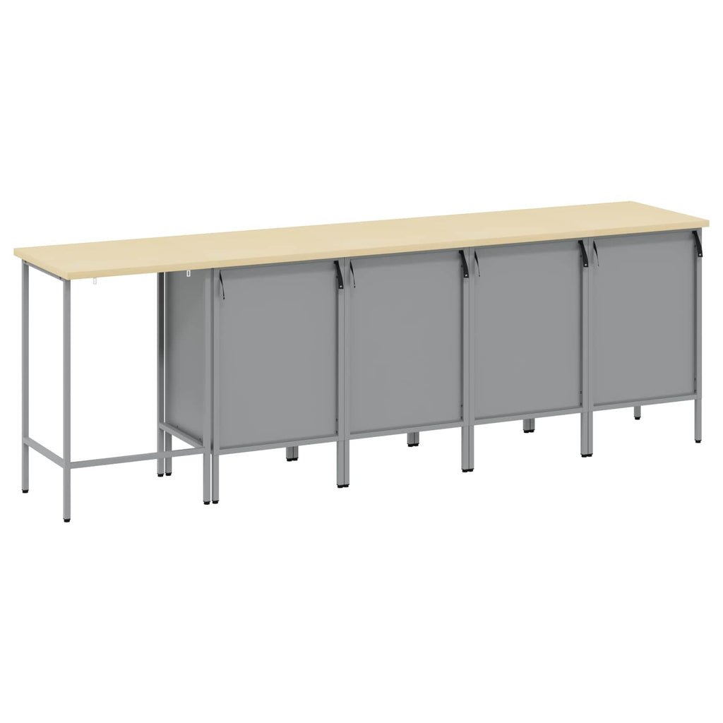 vidaXL Arbeitsschrankset mit Schubladen mit Schloss 5 pcs Rot und Grau