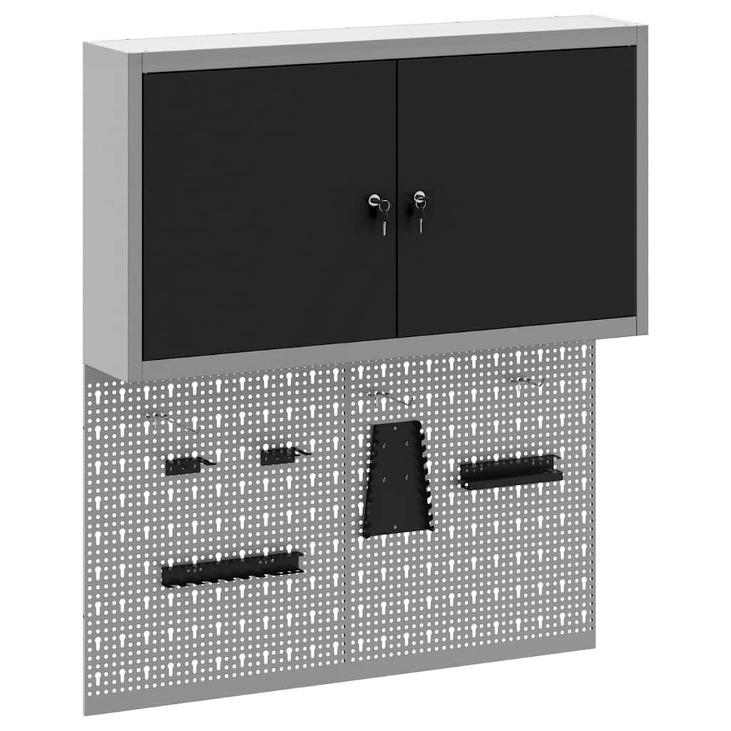 vidaXL Werkzeugschrank-Set 3 pcs Schwarz Pulverbeschichteter Stahl