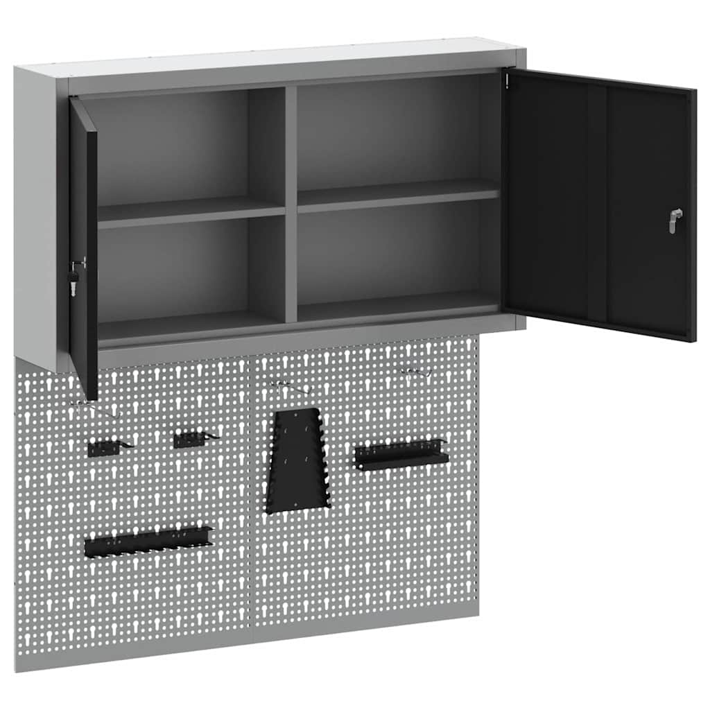vidaXL Werkzeugschrank-Set 3 pcs Schwarz Pulverbeschichteter Stahl