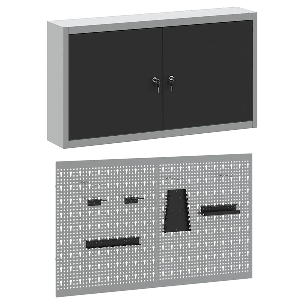 vidaXL Werkzeugschrank-Set 3 pcs Schwarz Pulverbeschichteter Stahl