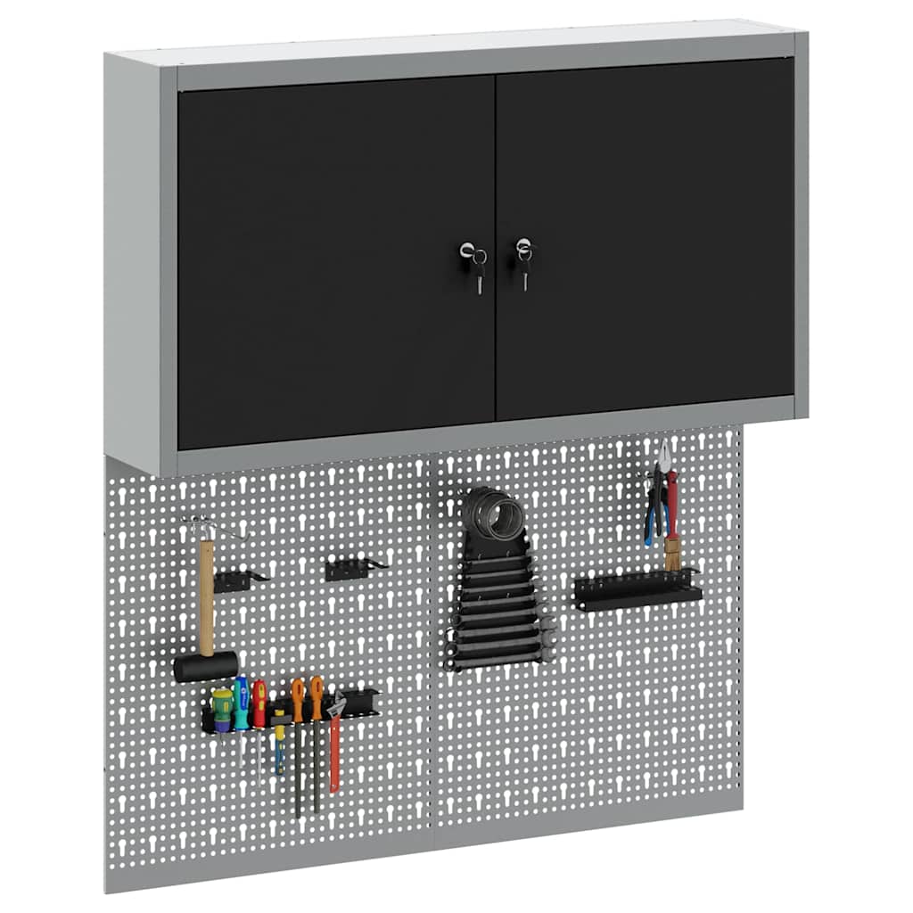 vidaXL Werkzeugschrank-Set 3 pcs Schwarz Pulverbeschichteter Stahl