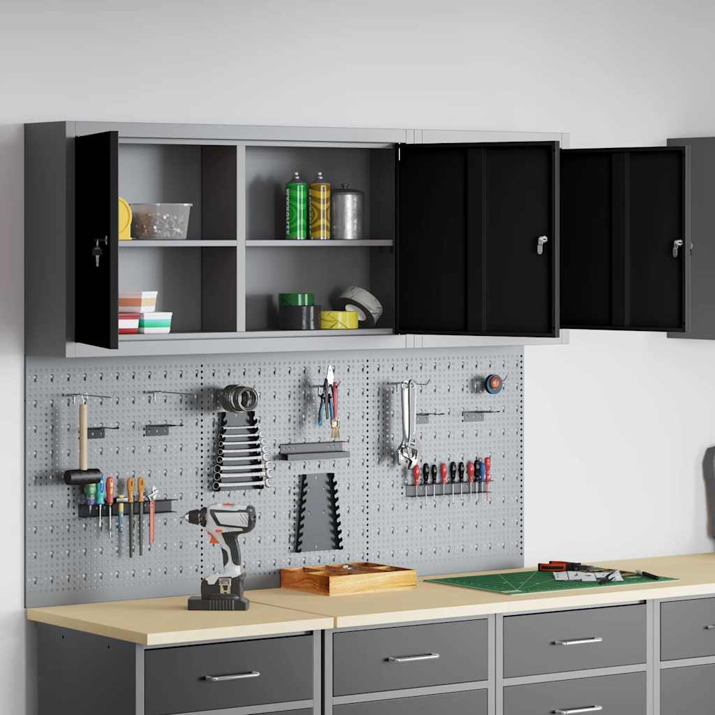 vidaXL Werkzeugschrank-Set 5 pcs Schwarz Pulverbeschichteter Stahl