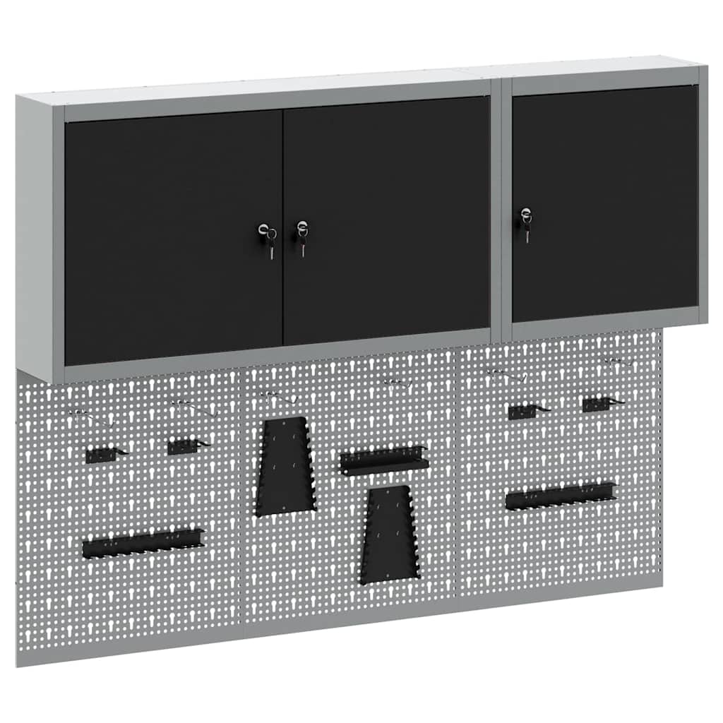 vidaXL Werkzeugschrank-Set 5 pcs Schwarz Pulverbeschichteter Stahl