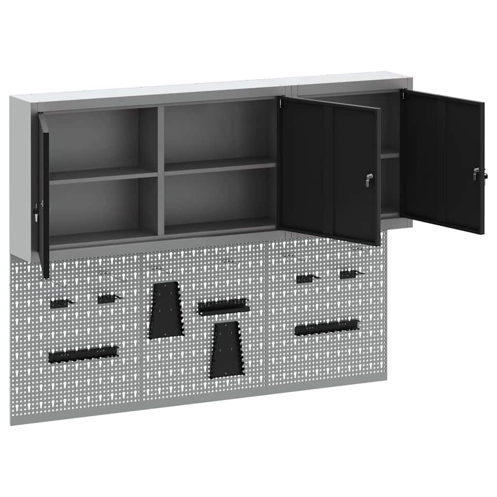 vidaXL Werkzeugschrank-Set 5 pcs Schwarz Pulverbeschichteter Stahl