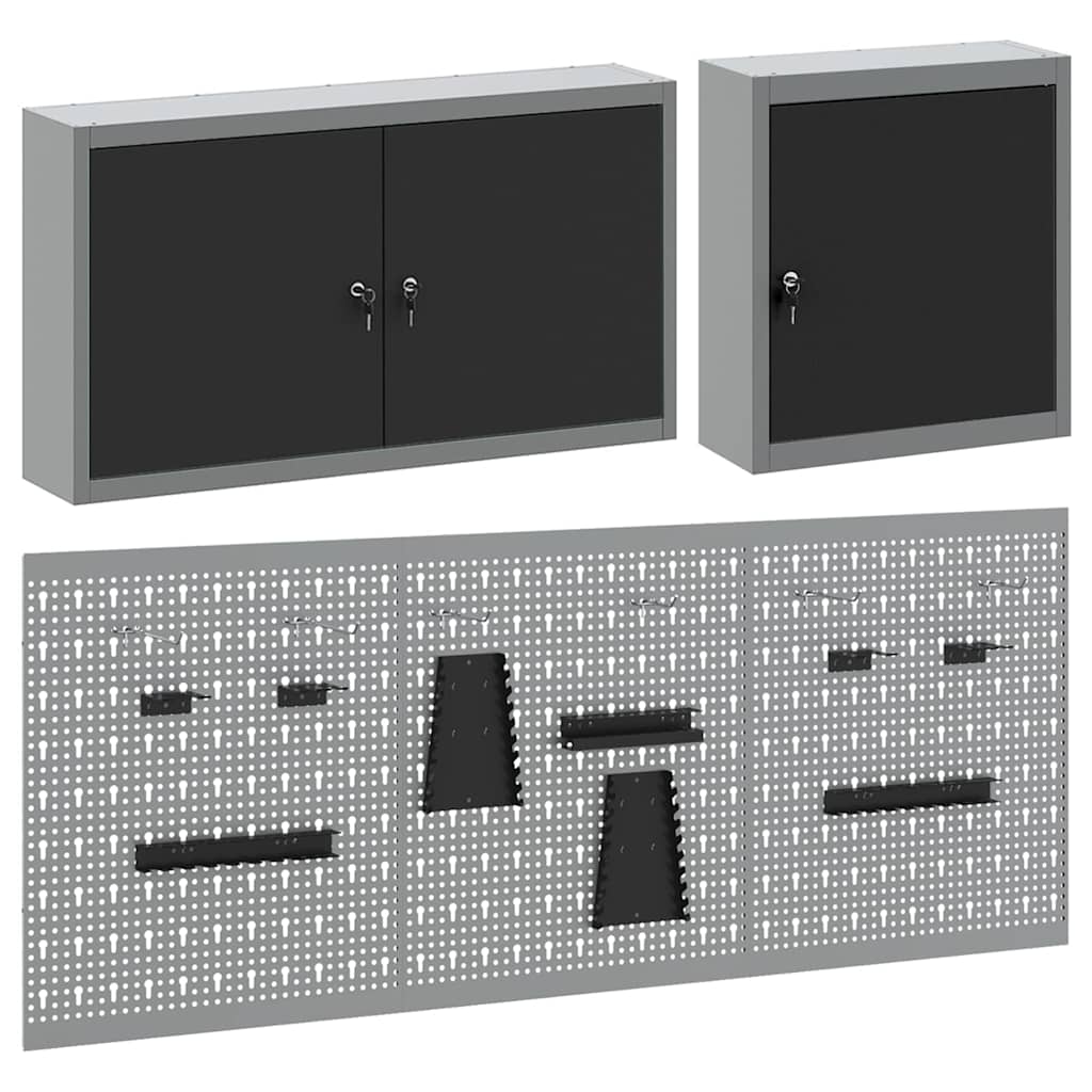 vidaXL Werkzeugschrank-Set 5 pcs Schwarz Pulverbeschichteter Stahl