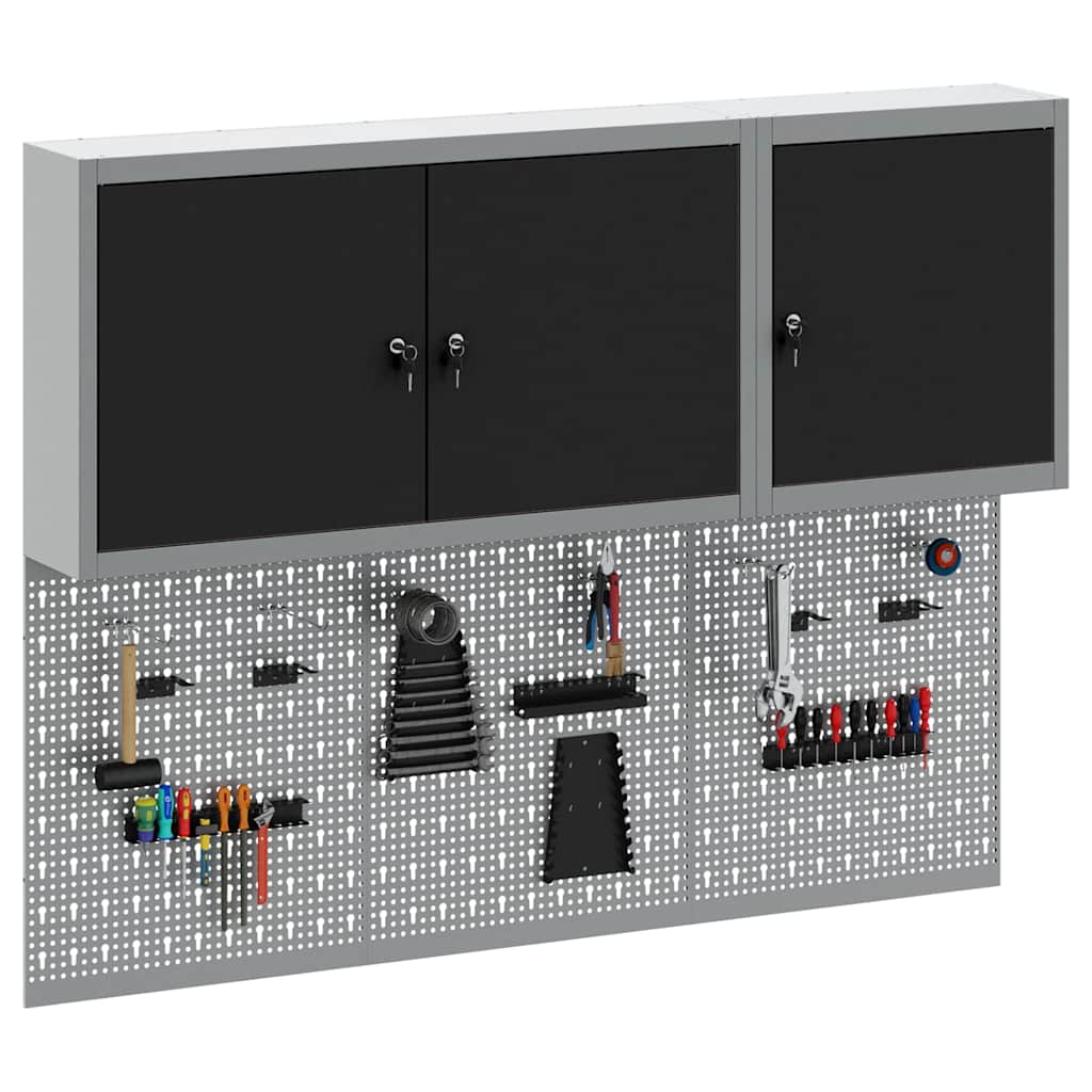 vidaXL Werkzeugschrank-Set 5 pcs Schwarz Pulverbeschichteter Stahl