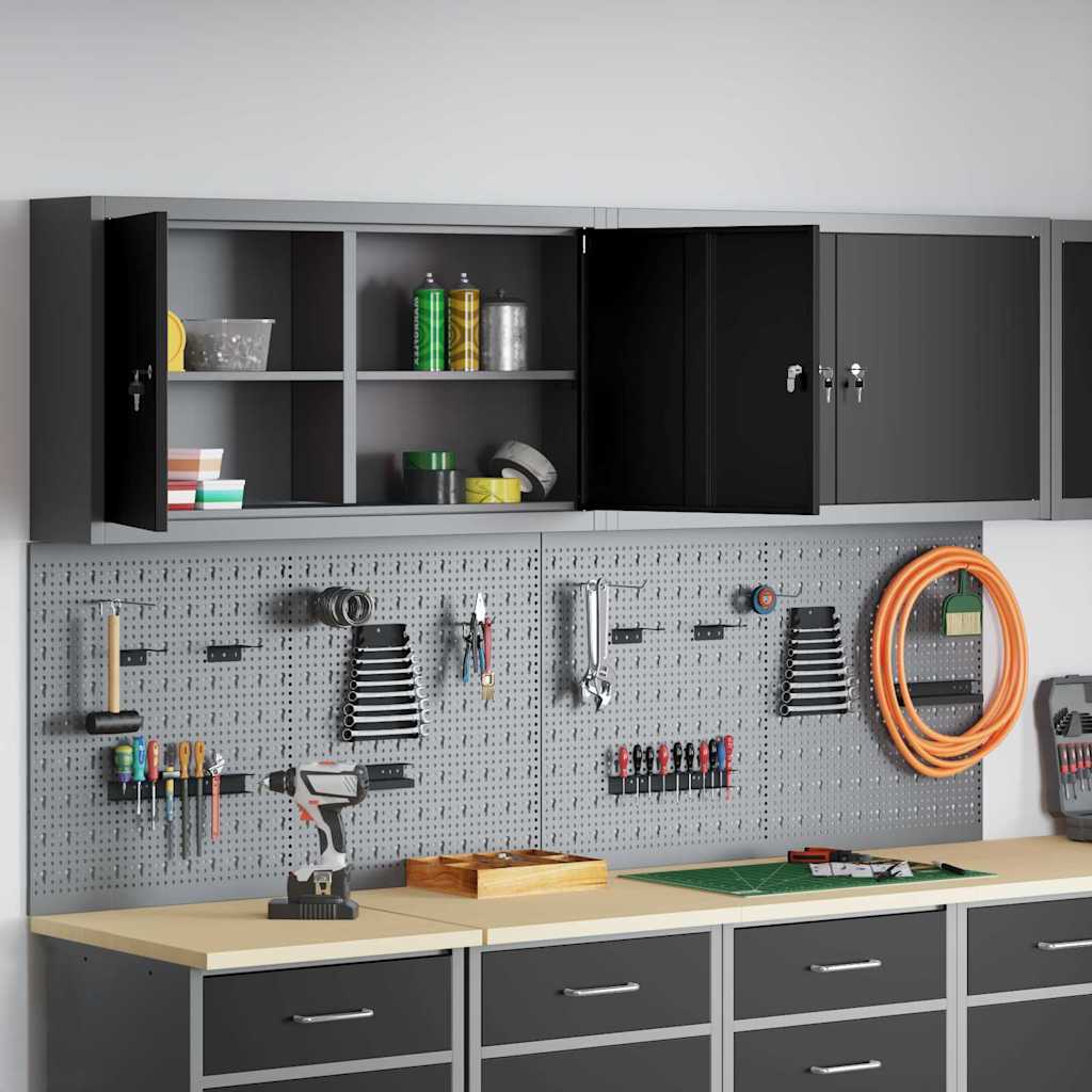 vidaXL Werkzeugschrank-Set 6 pcs Schwarz Pulverbeschichteter Stahl