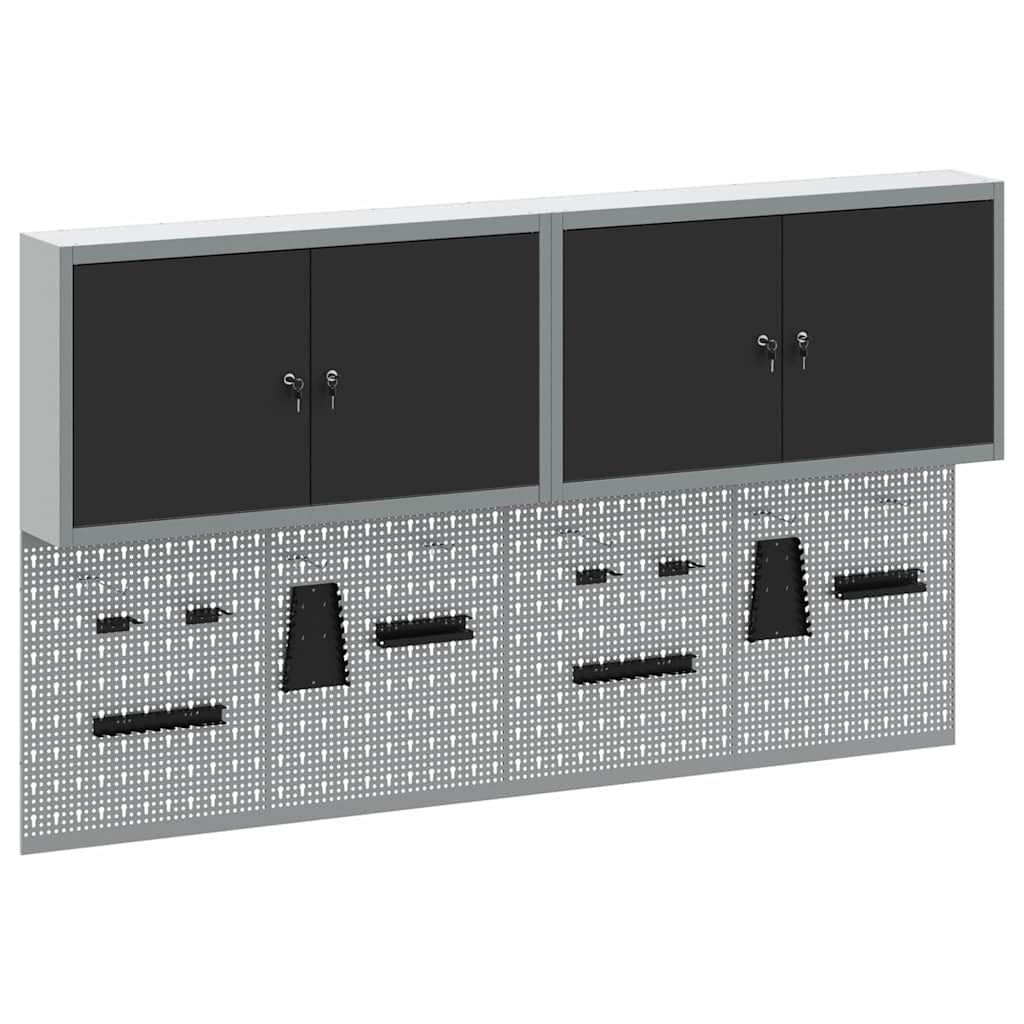 vidaXL Werkzeugschrank-Set 6 pcs Schwarz Pulverbeschichteter Stahl