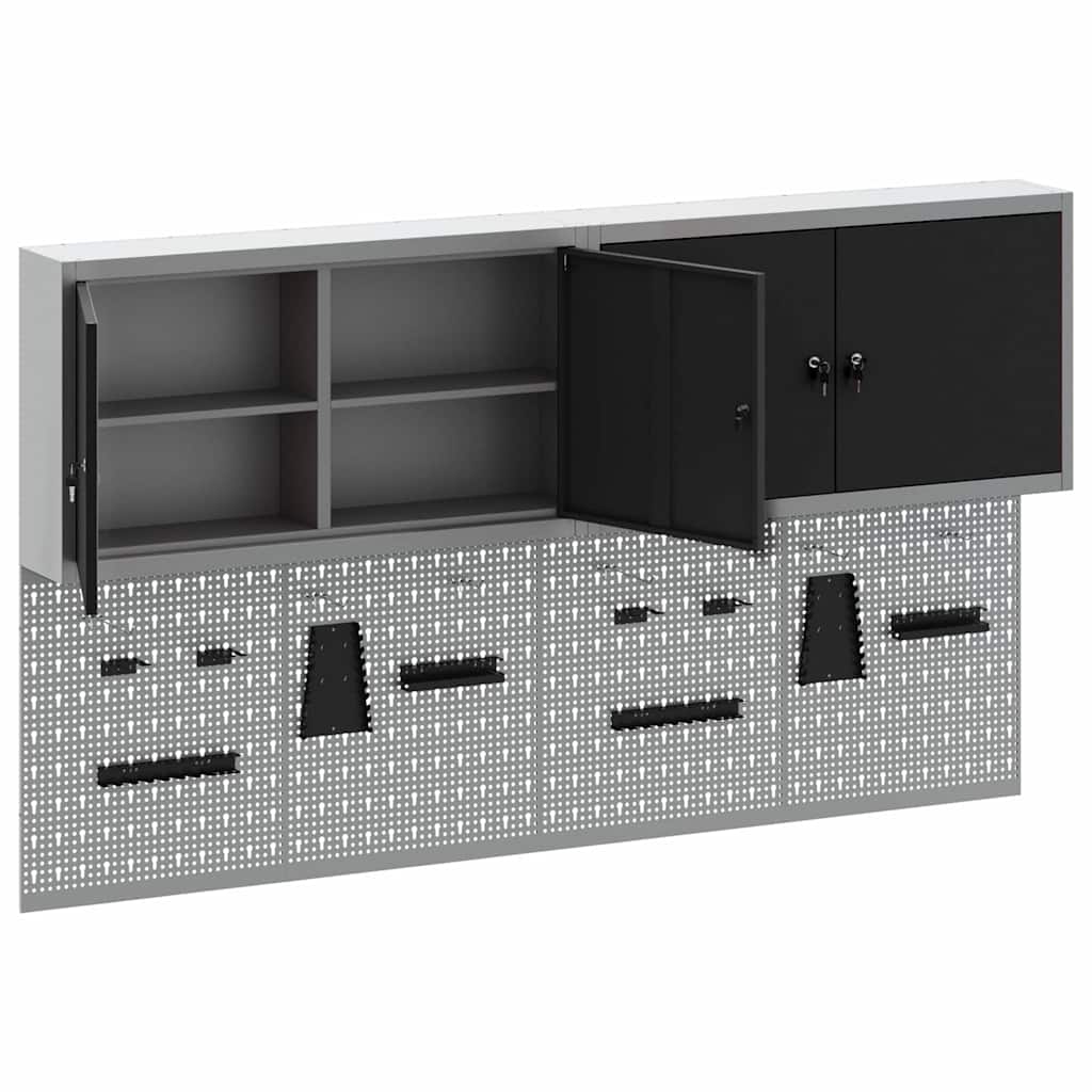 vidaXL Werkzeugschrank-Set 6 pcs Schwarz Pulverbeschichteter Stahl