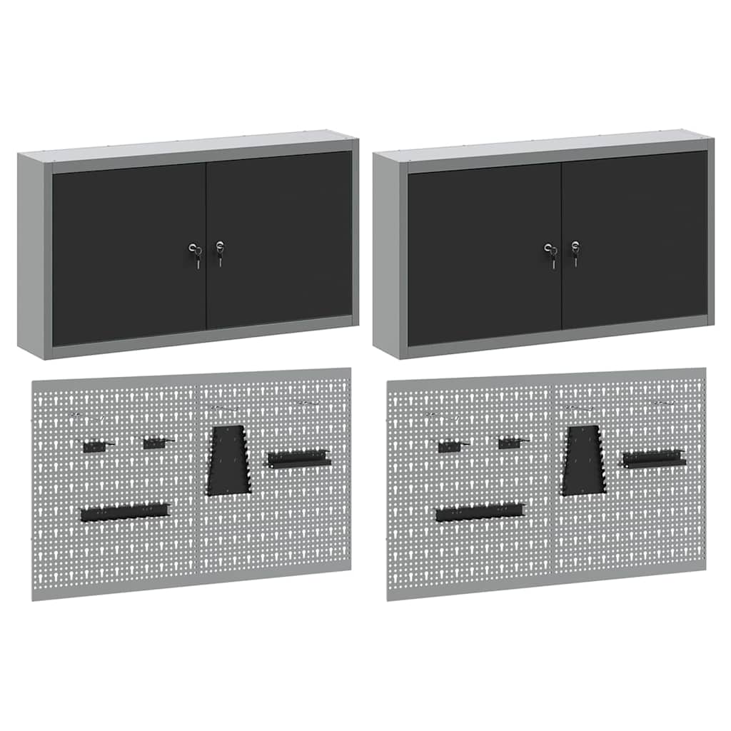 vidaXL Werkzeugschrank-Set 6 pcs Schwarz Pulverbeschichteter Stahl