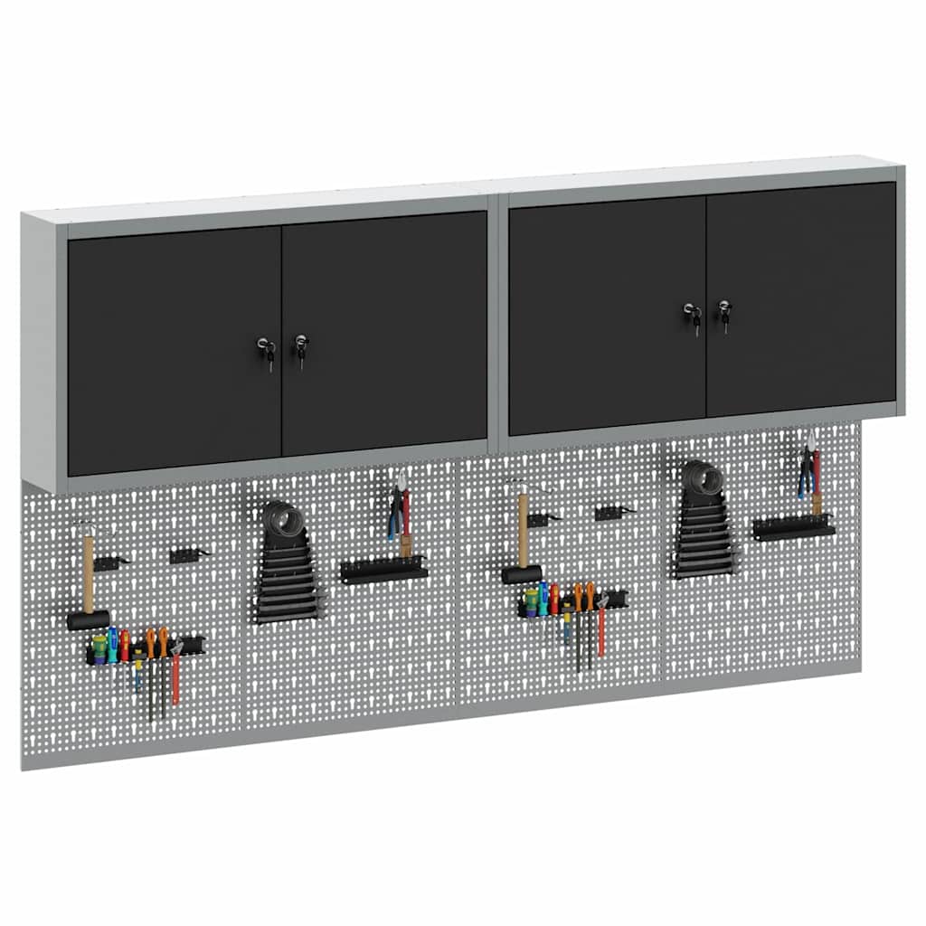 vidaXL Werkzeugschrank-Set 6 pcs Schwarz Pulverbeschichteter Stahl