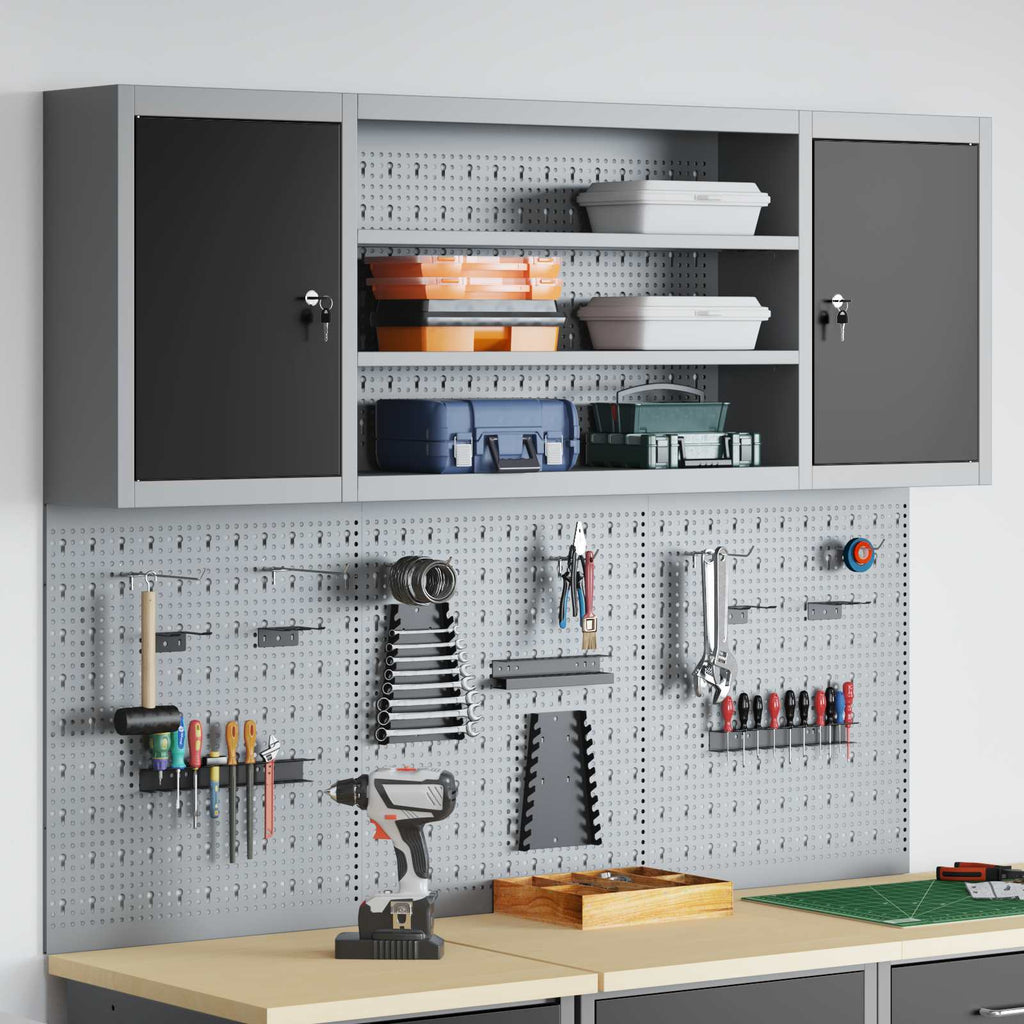 vidaXL Werkzeugschrank-Set 4 pcs Schwarz Pulverbeschichteter Stahl