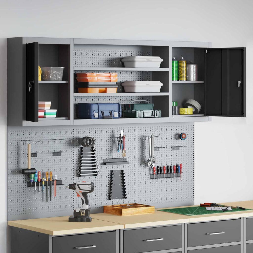 vidaXL Werkzeugschrank-Set 4 pcs Schwarz Pulverbeschichteter Stahl