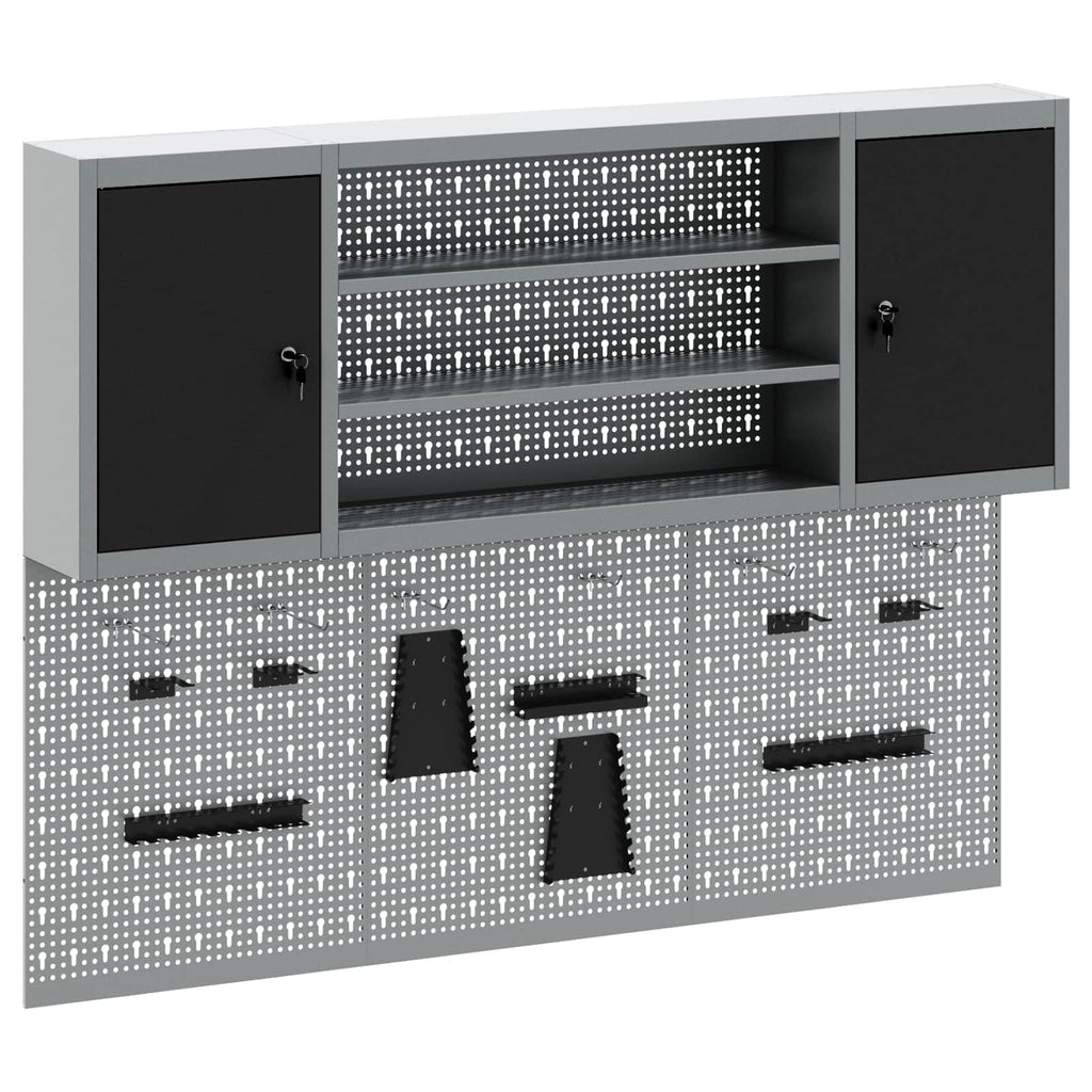 vidaXL Werkzeugschrank-Set 4 pcs Schwarz Pulverbeschichteter Stahl