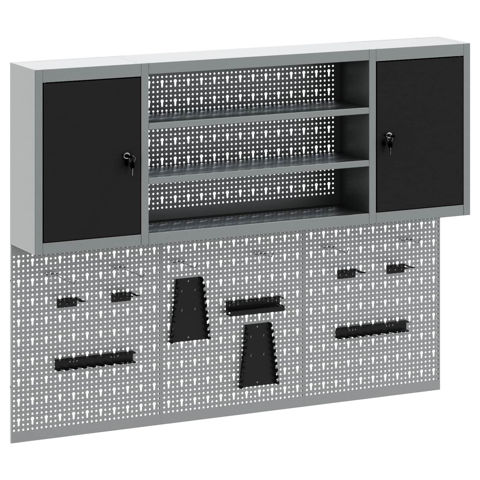 vidaXL Werkzeugschrank-Set 4 pcs Schwarz Pulverbeschichteter Stahl