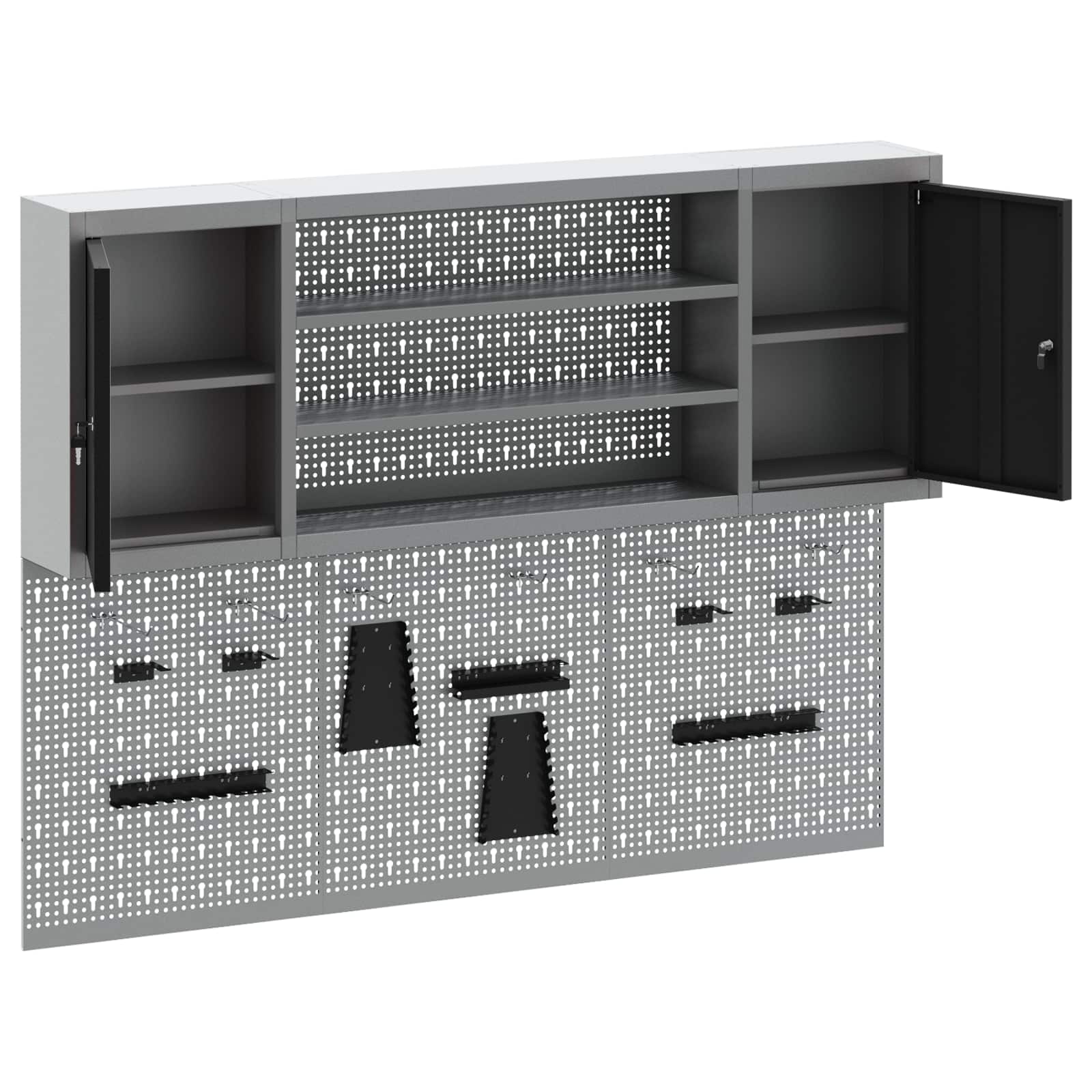 vidaXL Werkzeugschrank-Set 4 pcs Schwarz Pulverbeschichteter Stahl