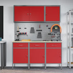 vidaXL Werkbank mit Schubladen 8 pcs Rot Ingenieure Holz und Stahl