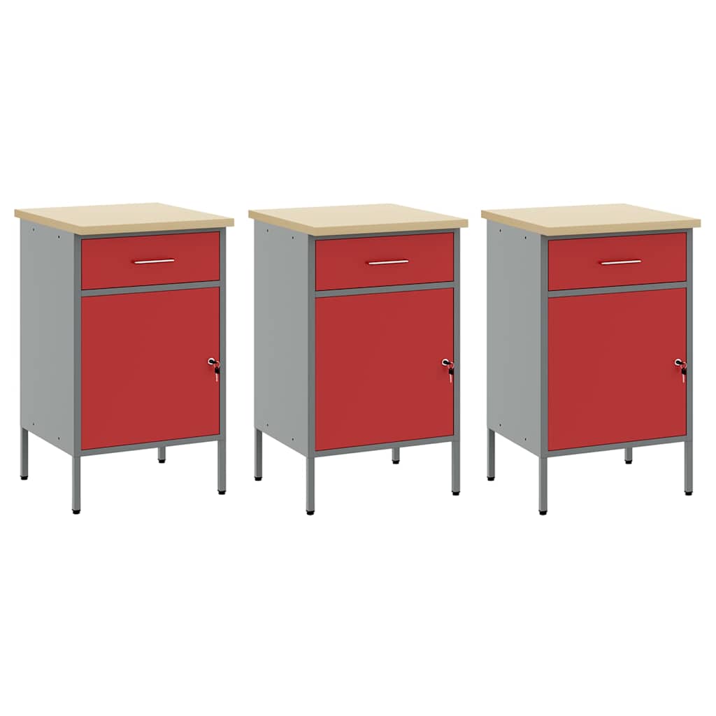 vidaXL Werkbank mit Schubladen 8 pcs Rot Ingenieure Holz und Stahl