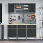 vidaXL Werkbank mit Schubladen 7 pcs Schwarz Ingenieure Holz und Stahl