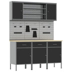 vidaXL Werkbank mit Schubladen 7 pcs Schwarz Ingenieure Holz und Stahl