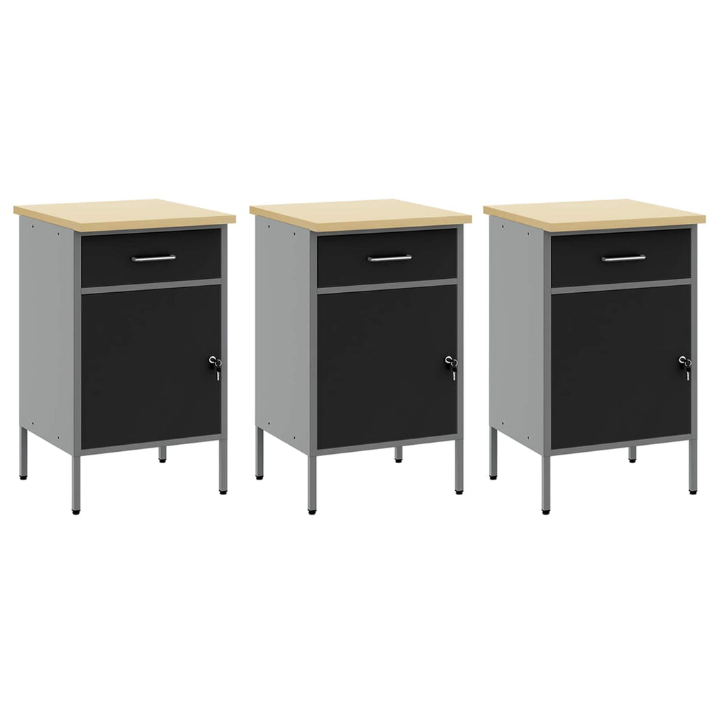 vidaXL Werkbank mit Schubladen 7 pcs Schwarz Ingenieure Holz und Stahl