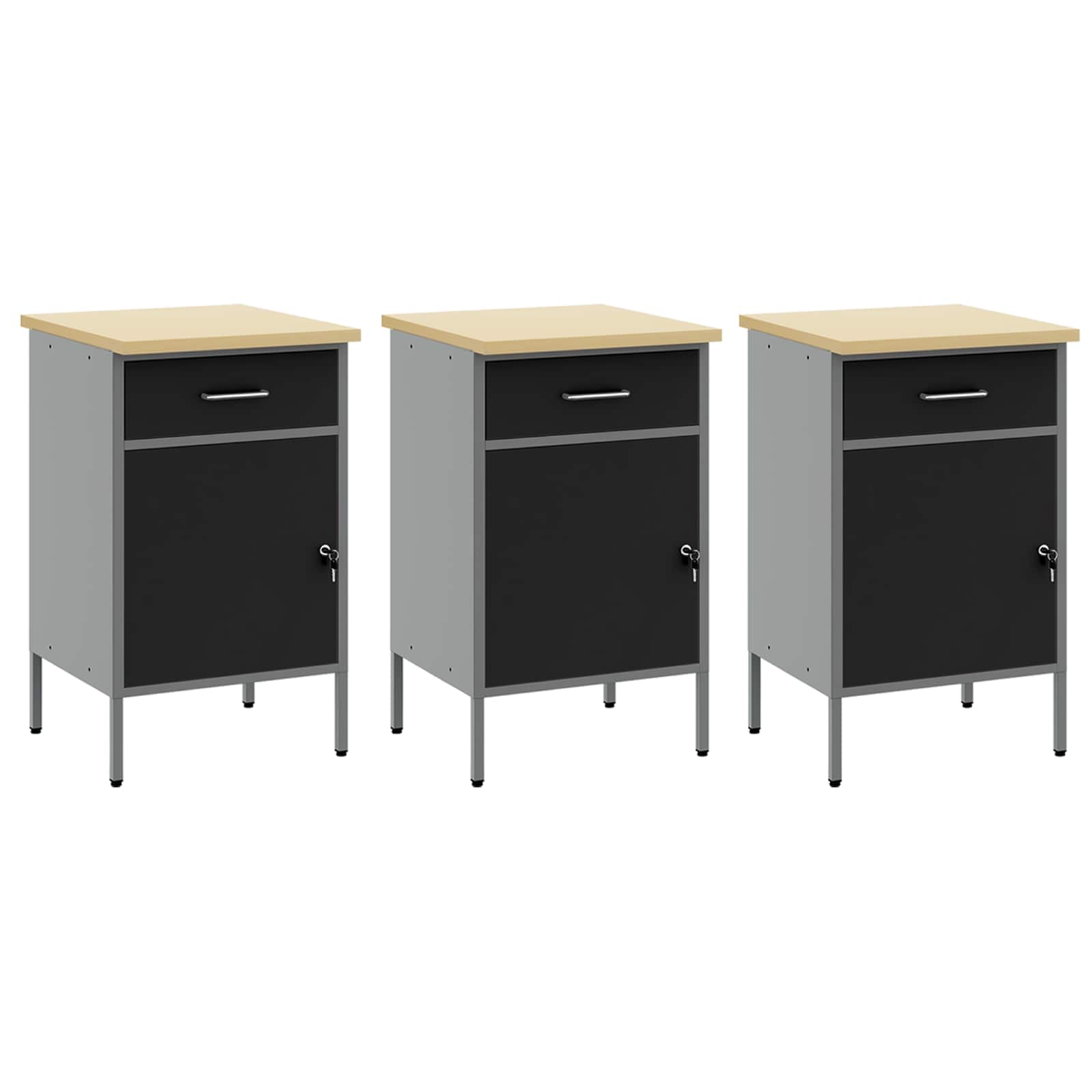 vidaXL Werkbank mit Schubladen 7 pcs Schwarz Ingenieure Holz und Stahl