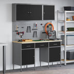 vidaXL Werkbank mit Speicher 10 pcs Schwarz Ingenieure Holz und Stahl