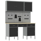 vidaXL Werkbank mit Speicher 10 pcs Schwarz Ingenieure Holz und Stahl