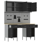 vidaXL Werkbank mit Speicher 10 pcs Schwarz Ingenieure Holz und Stahl