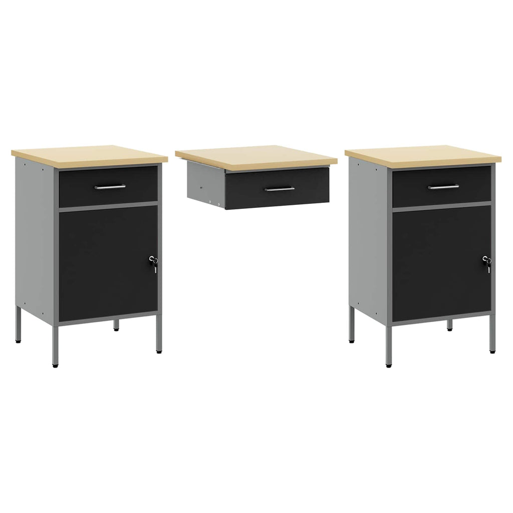 vidaXL Werkbank mit Speicher 10 pcs Schwarz Ingenieure Holz und Stahl