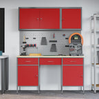 vidaXL Werkbank mit Schubladen 10 pcs Rot Ingenieure Holz und Stahl
