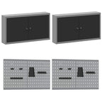 vidaXL Werkbank-Set 8 pcs Schwarz und Grau Pulverbeschichteter Stahl