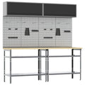 vidaXL Werkbank-Set 8 pcs Schwarz und Grau Pulverbeschichteter Stahl