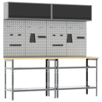 vidaXL Werkbank-Set 8 pcs Schwarz und Grau Pulverbeschichteter Stahl