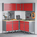 vidaXL Arbeitsschrankset mit Schubladen mit Regal 12 pcs Rot und Grau