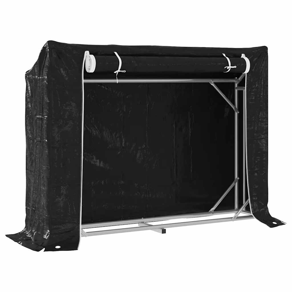 vidaXL Brennholzregal mit Regenschutz 151x40,5x110,5 cm Stahl Verzinkt