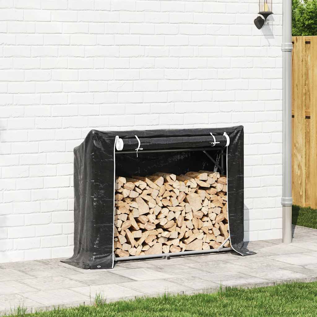 vidaXL Brennholzregal mit Regenschutz 151x40,5x110,5 cm Stahl Verzinkt