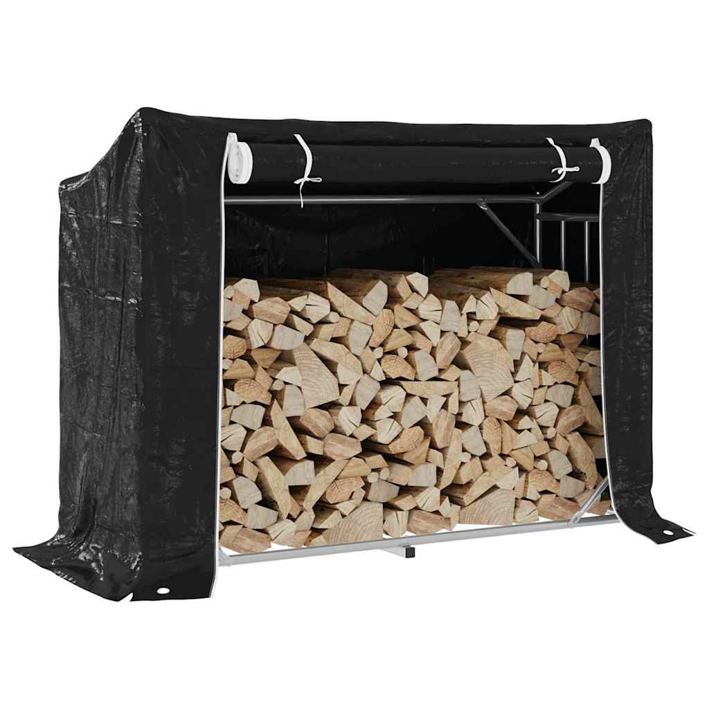 vidaXL Brennholzregal mit Regenschutz 151x40,5x110,5 cm Stahl Verzinkt