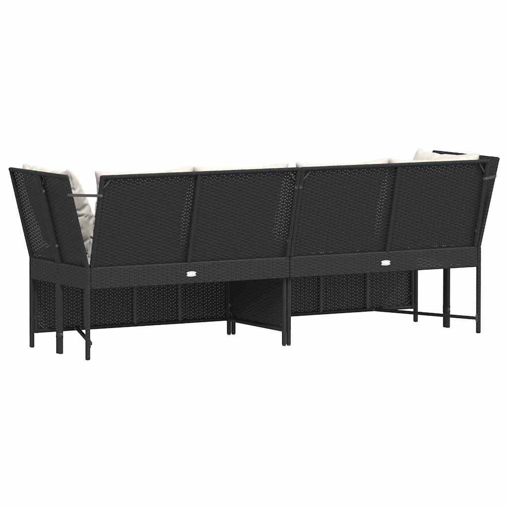 vidaXL Gartensofa mit Kissen Schwarz Poly Rattan