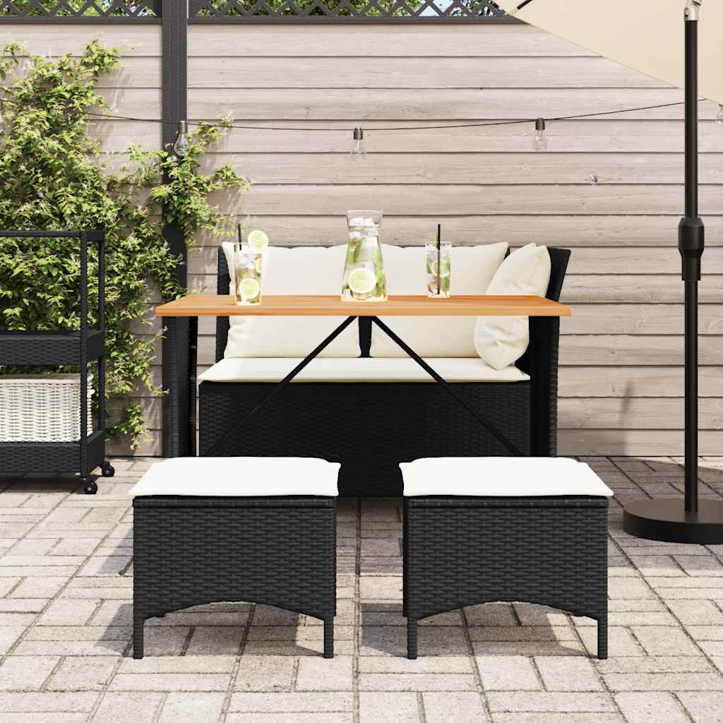 vidaXL 4-tlg. Garten-Essgruppe mit Kissen Schwarz Poly Rattan
