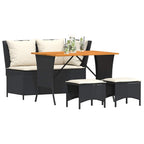 vidaXL 4-tlg. Garten-Essgruppe mit Kissen Schwarz Poly Rattan