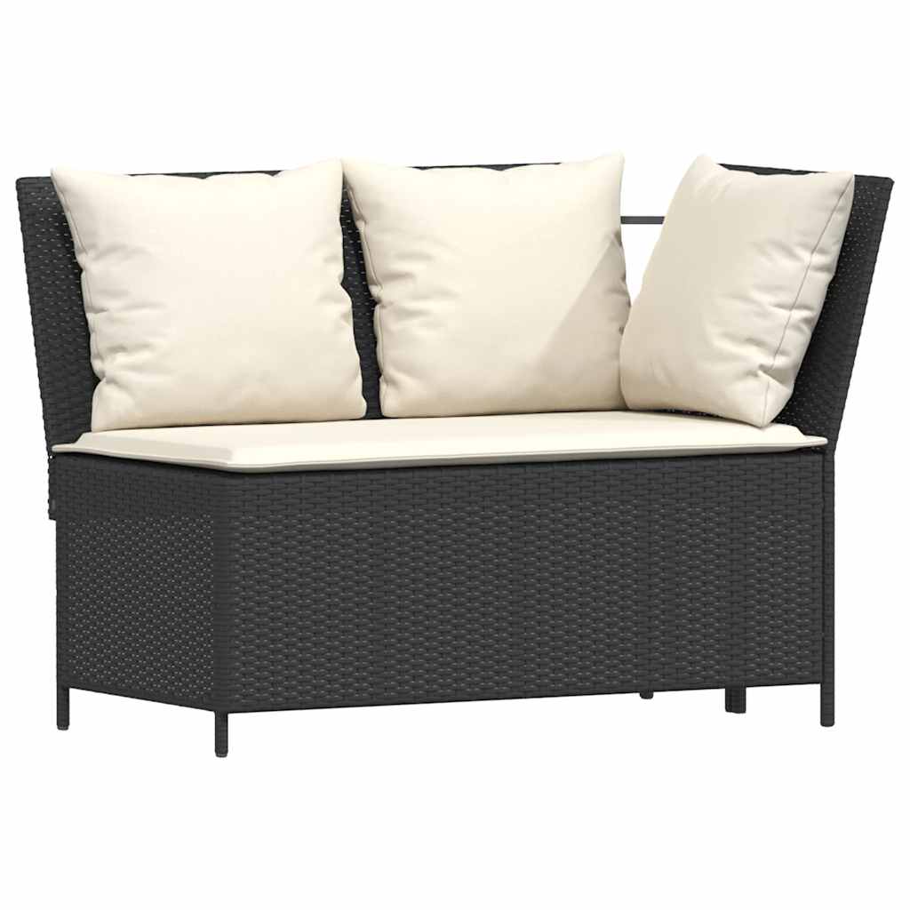 vidaXL 4-tlg. Garten-Essgruppe mit Kissen Schwarz Poly Rattan